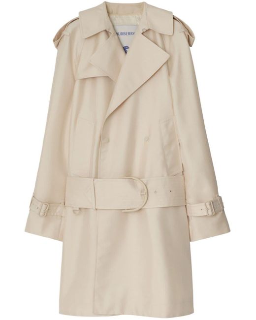 Burberry Natural Belted Double Breast Gabardine Trench