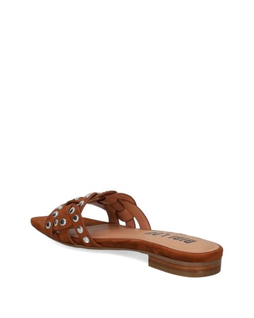 Bibi Lou Brown Studded Woven Sandals