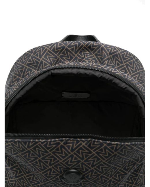 Moncler Black Monogram-Print Backpack for men