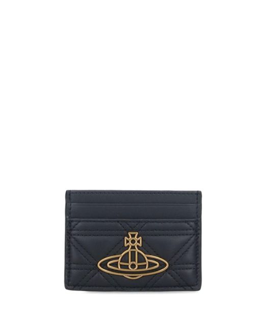 Vivienne Westwood Blue Orb-Plaque Quilted Leather Wallet