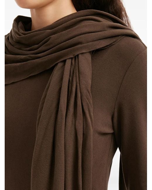 B+ AB Brown Draped Long-Sleeve Blouse