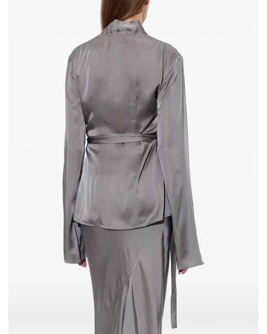 Rick Owens Gray Laura Ls Wrap-Style Long-Sleeve Top