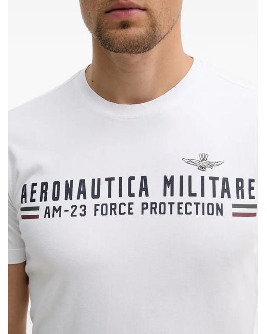 Aeronautica Militare White Logo-Print T-Shirt for men