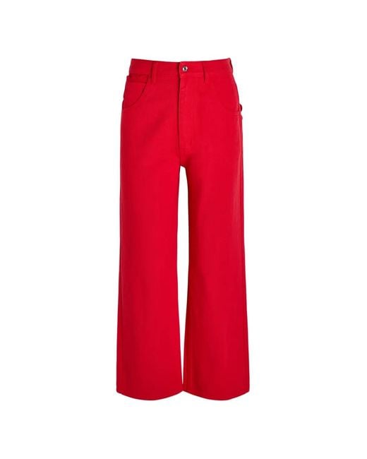Never Fully Dressed Red Cropped Wide-Leg Jeans