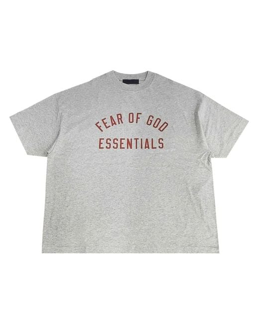 Fear Of God Gray Essentials Logo Mélange T-Shirt for men