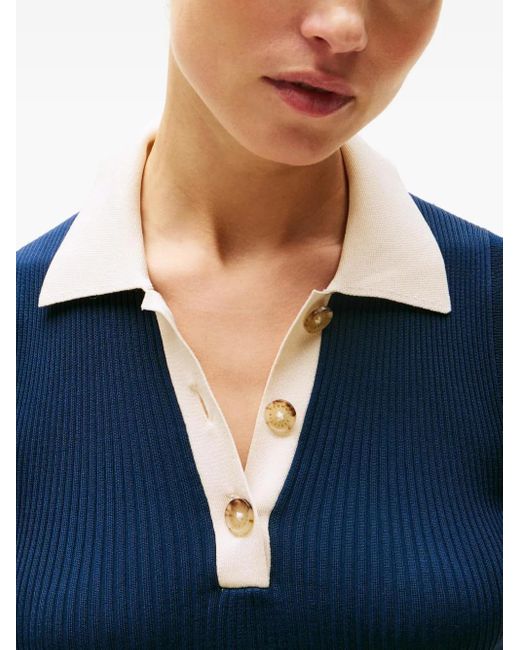 Tommy Hilfiger Blue Geripptes Polo-Oberteil