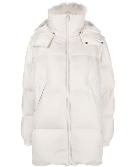 Army by Yves Salomon Wool Feather-down Hooded Puffer Jacket in White | Lyst