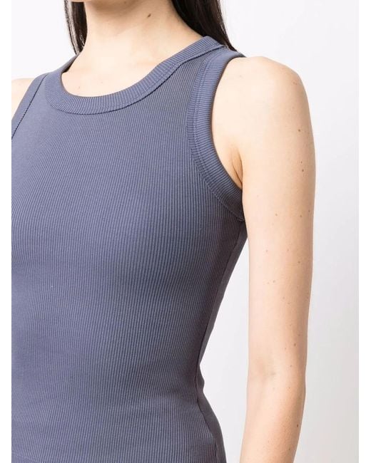 Styland Blue Jersey Ribbed Knit Vest