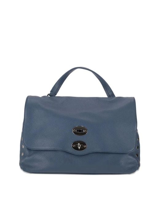 Zanellato Blue Medium Postina Studded Tote Bag