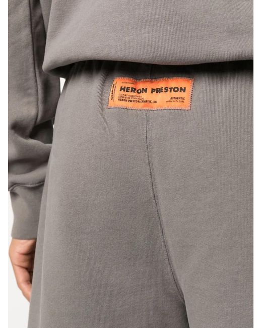 Heron Preston Gray Logo-Print Track Shorts for men