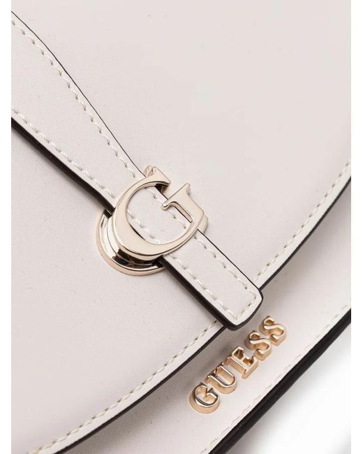 Guess White Logo-Plaque Crossbody Bag