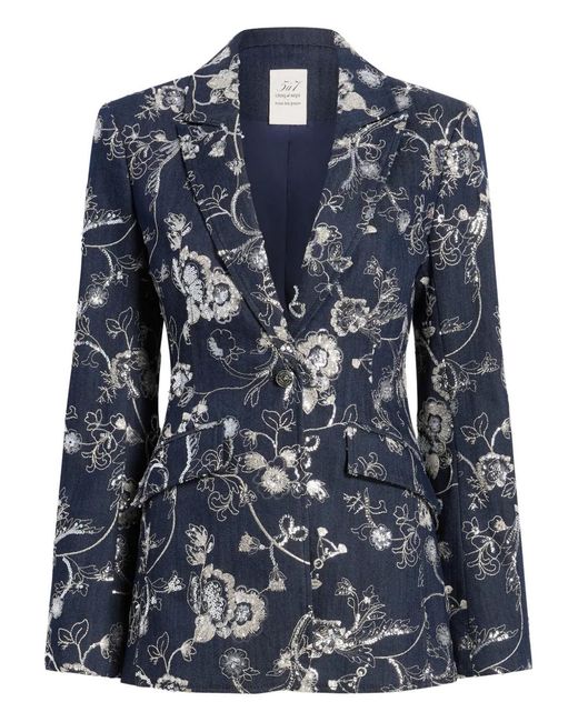 Cinq À Sept Blue Cheyenne Embroidered Blazer