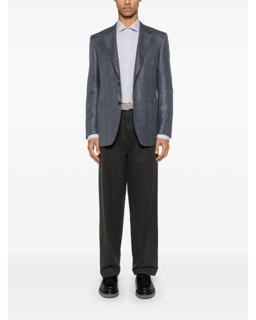 Canali Blue Slub-Texture Blazer for men