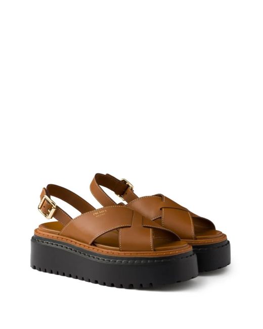 Prada Brown Leather Sandals