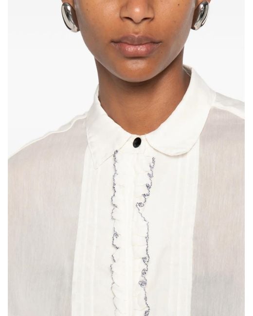 Forte_forte White Ruffle-Trim Shirt