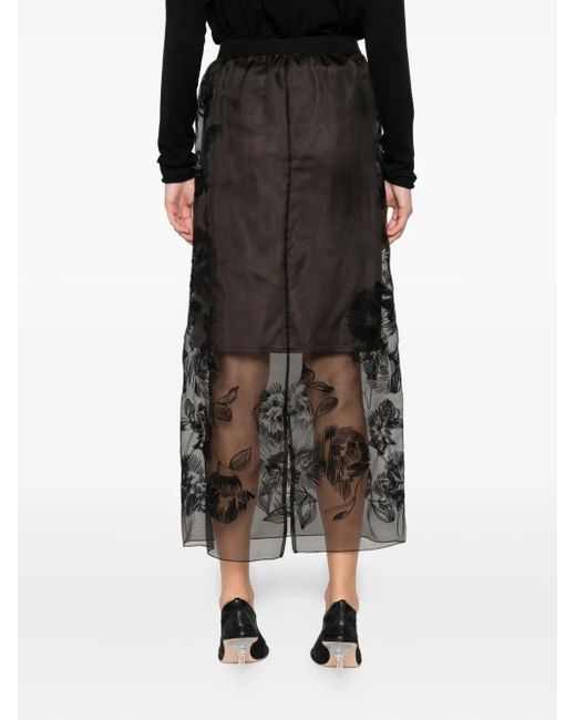 Liviana Conti Black Floral-Motif Skirt