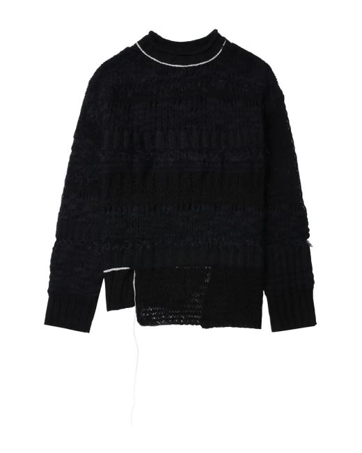 Y's Yohji Yamamoto Black Pullover mit Kontrastnaht