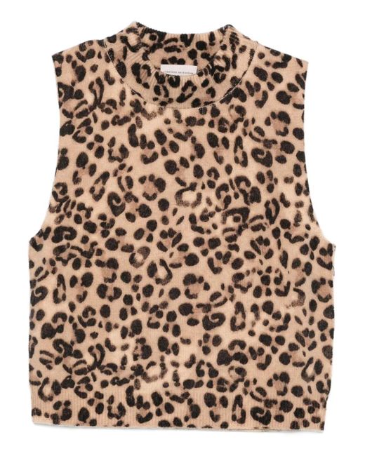 Semicouture Brown Top mit Leoparden-Print