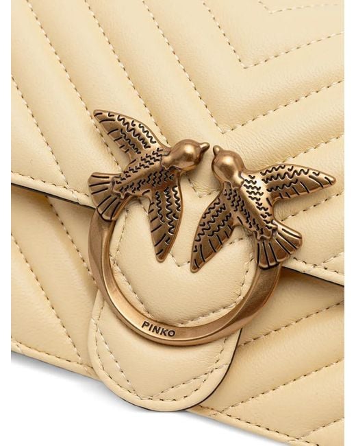 Pinko Natural Mini Love One Chevron Cross Body Bag