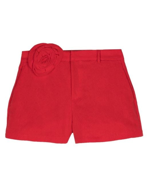 Blumarine Red Rose-appliqué Shorts
