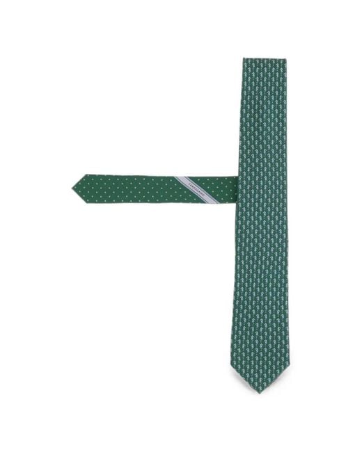 Ferragamo Green Seahorse Print Silk Tie for men