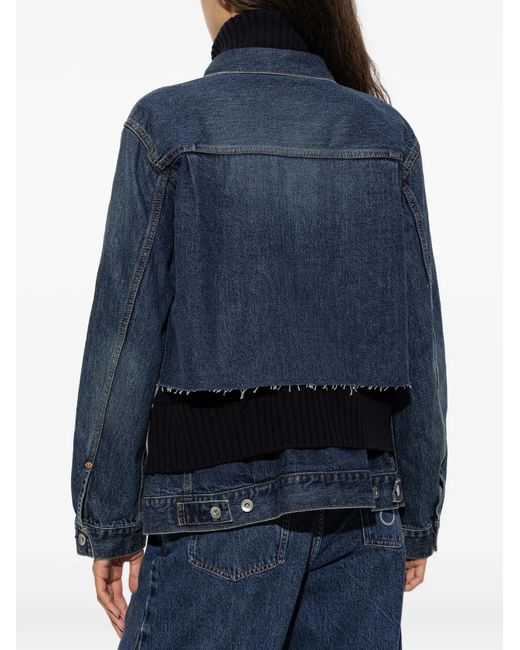 Sacai Blue Denim Jacket With A 'Vintage' Effect