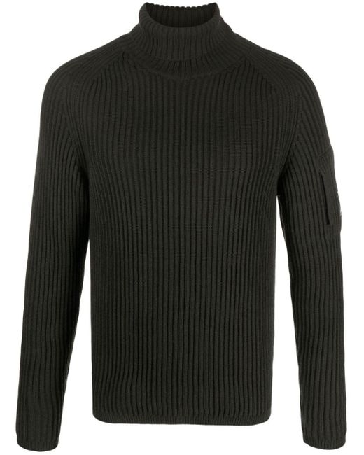 C P Company Black Wool Turtleneck Sweater for men