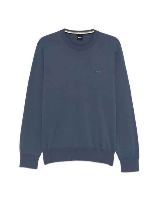Boss Blue Upacas Crew-Neck Sweater for men