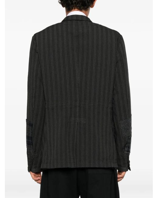 Junya Watanabe Black Patchwork Pinstripe Jacket for men