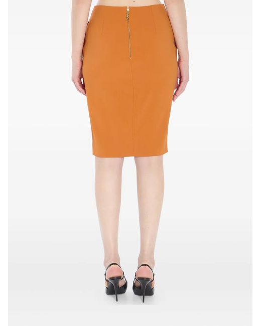 Saint Laurent Orange Pencil Midi Skirt