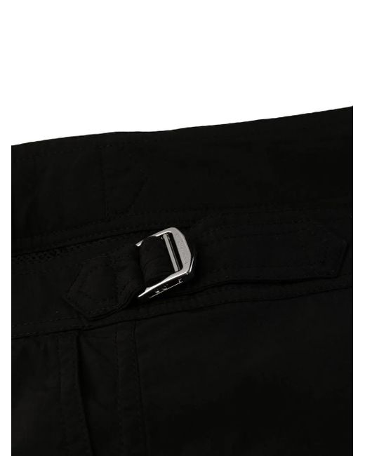 McQueen Black Buckle-Detail Swim Shorts for men