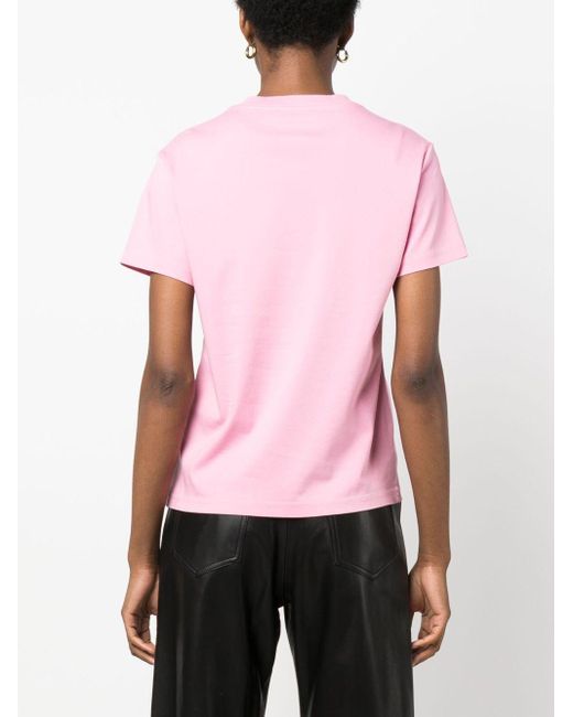 Lanvin Logo-embroidered Cotton T-shirt in het Pink