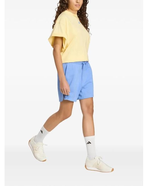 Adidas Blue Studio Boyfriend Logo-Print T-Shirt