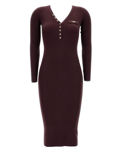 Elisabetta Franchi Vネック ドレス Purple