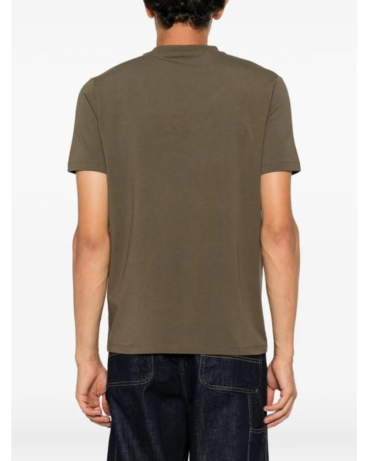 Karl Lagerfeld Green Logo-Embroidered Crew-Neck T-Shirt for men