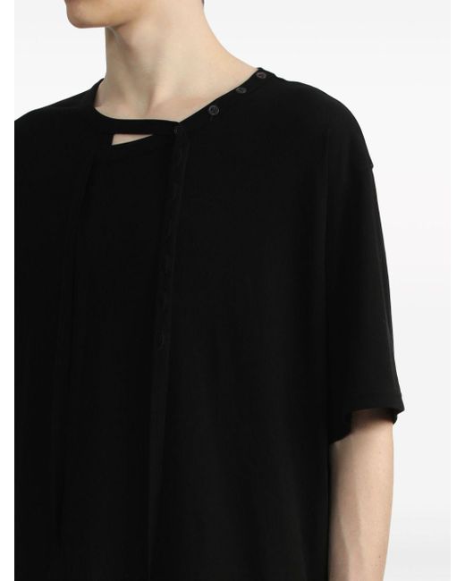 T-shirt en coton à design asymétrique Yohji Yamamoto pour homme en coloris Black