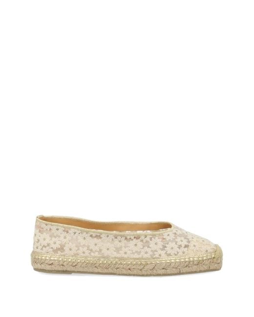 Castaner Natural Floral-Embroidered Flat Espadrilles