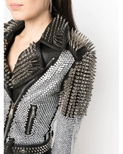 Philipp Plein Black Crystal Studded Jacket