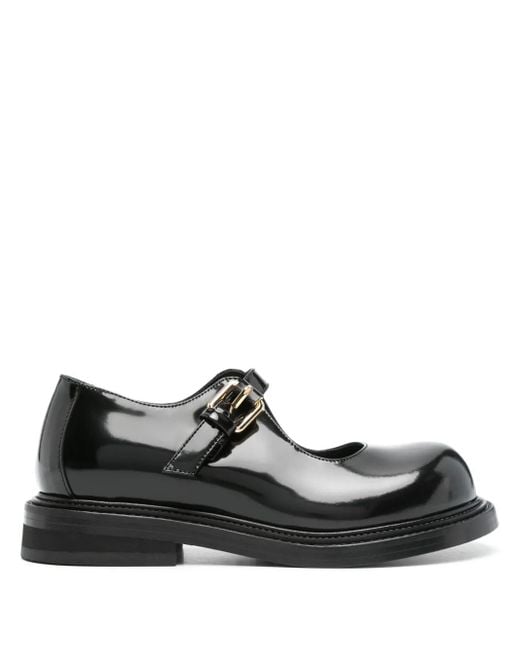 Moschino Black Leather Mary Jane Flats