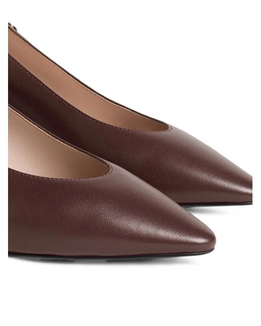 Coccinelle Brown C-Look Logo-Plaque Pointed-Toe Pumps