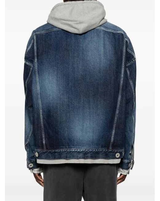 Maison Mihara Yasuhiro Blue Layered-Effect Denim Jacket for men