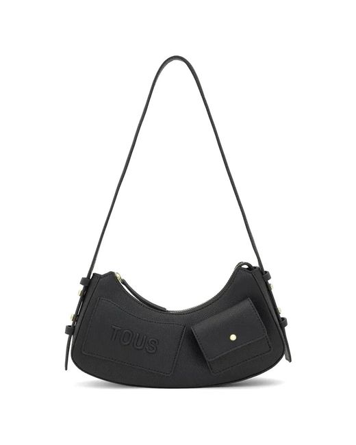 Tous Black Logo Pocket Shoulder Bag