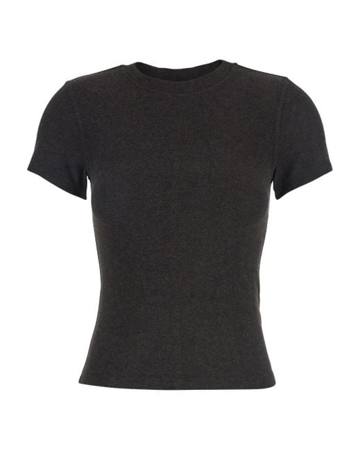 FRAME Geribbeld T-Shirt in het Black