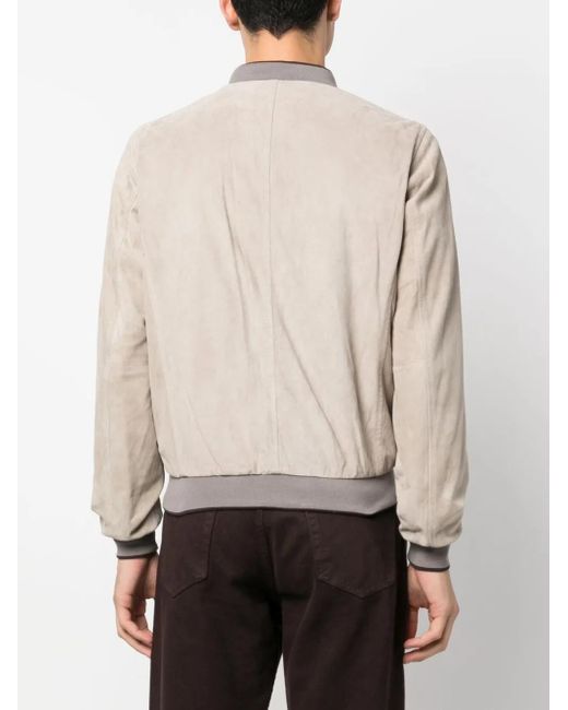 Moorer Natural Zip-Up Leather Bomber Jacket for men