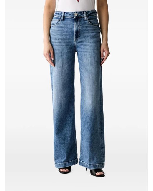 Guess Blue Bellagio Logo-Plaque Jeans
