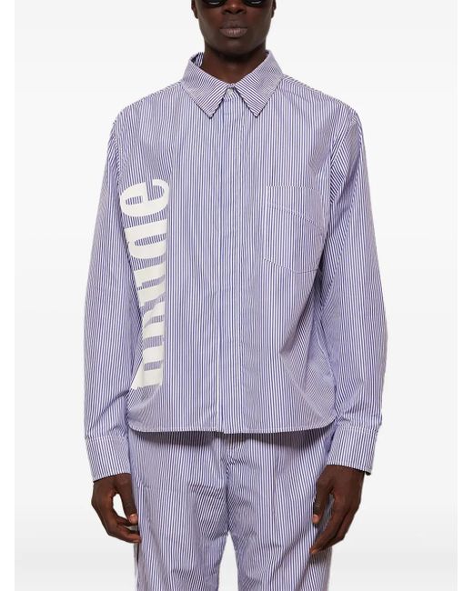 Rhude Purple Stripe-Pattern Logo-Print Shirt for men