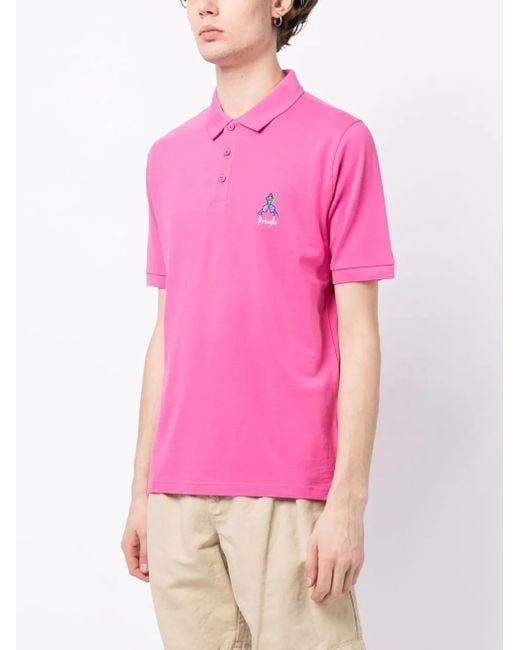 Pringle of Scotland Pink Geometric George Golf Polo Shirt