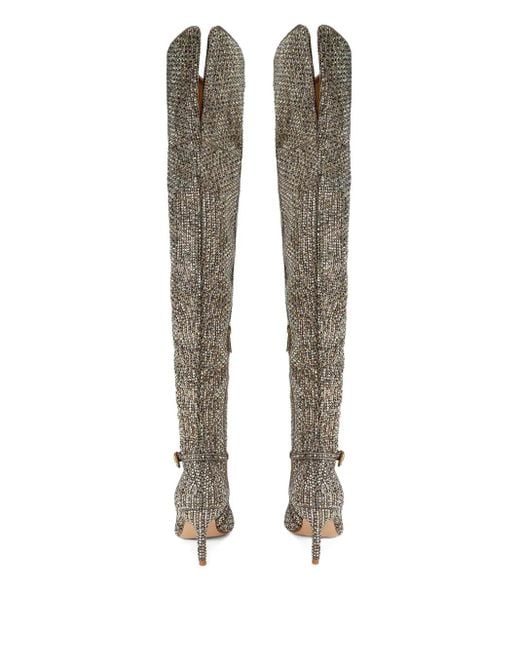 Kurt Geiger Natural 70Mm Mayfair Crystal-Embellished Over-The-Knee Boots