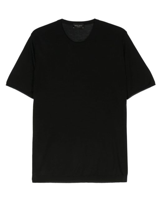 Roberto Collina Black Knitted Silk T-shirt for men