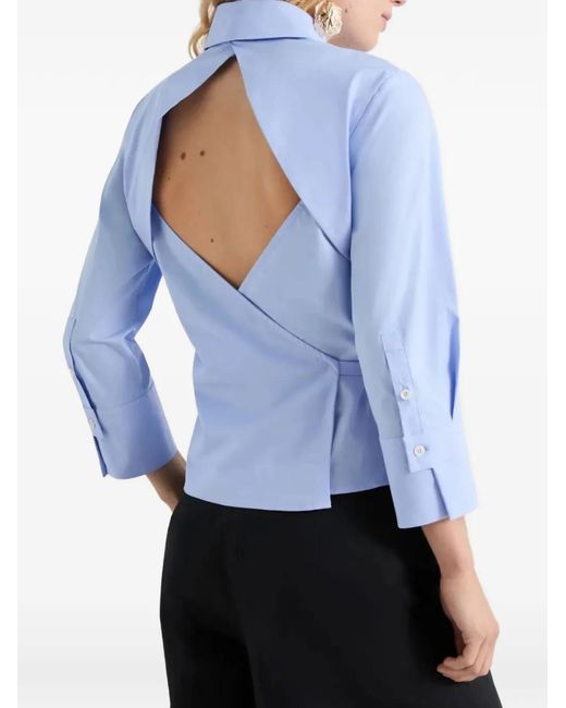 Marella Blue Cut-Out Tie-Waist Shirt